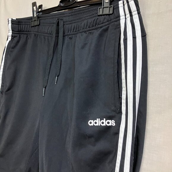 Adidas Men’s L Black Essentials 3-Stripes Pants Secure Pockets Tapered Joggers - Picture 7 of 11